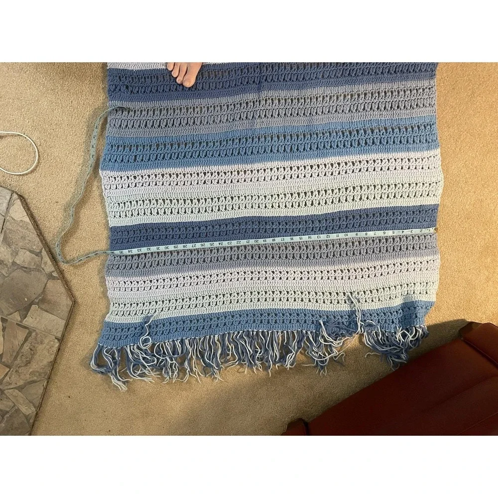 Hand Crocheted Blanket Throw Afgan Multicolor 72